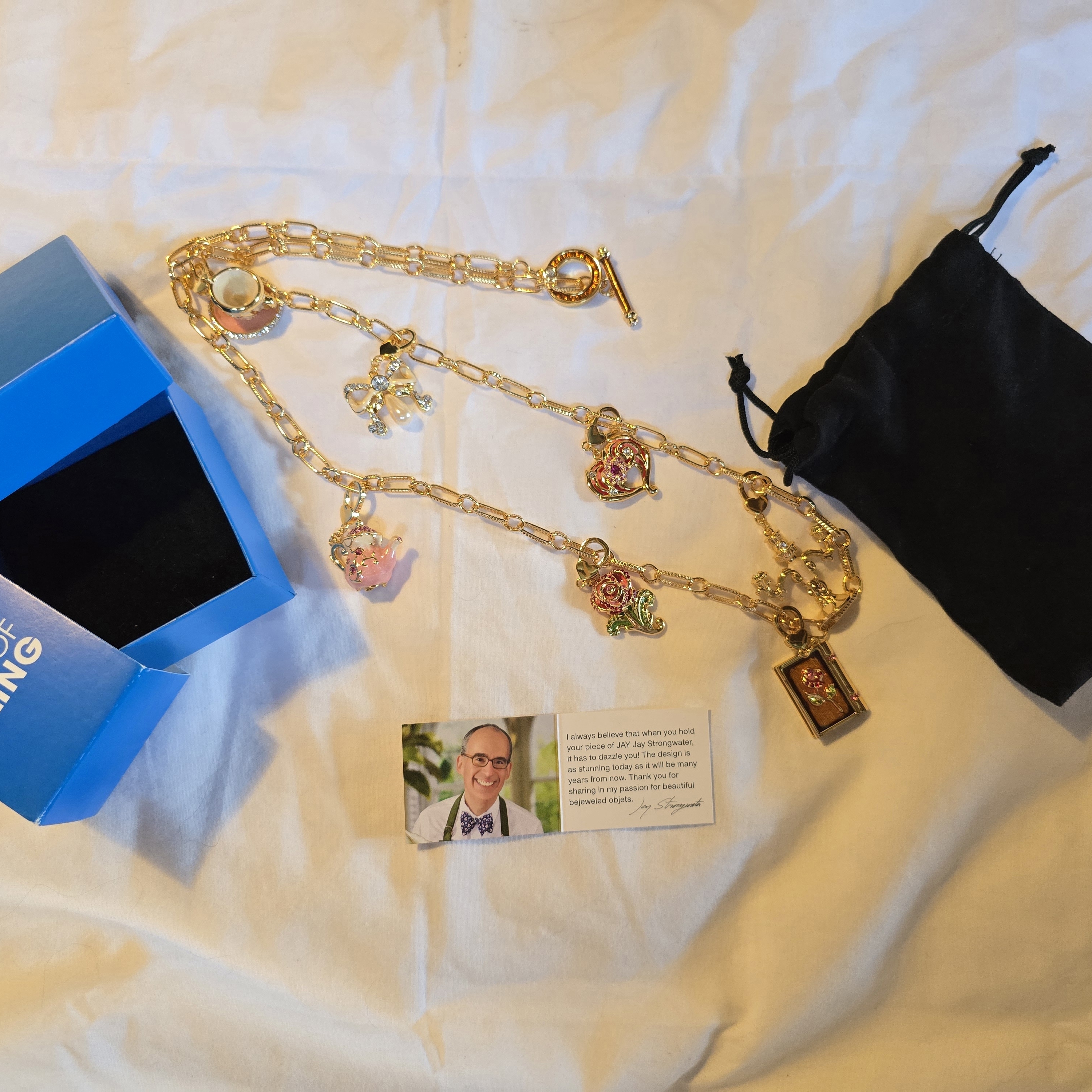 Jay Strongwater Beauty & The Beast Gold- Toned Charm Necklace